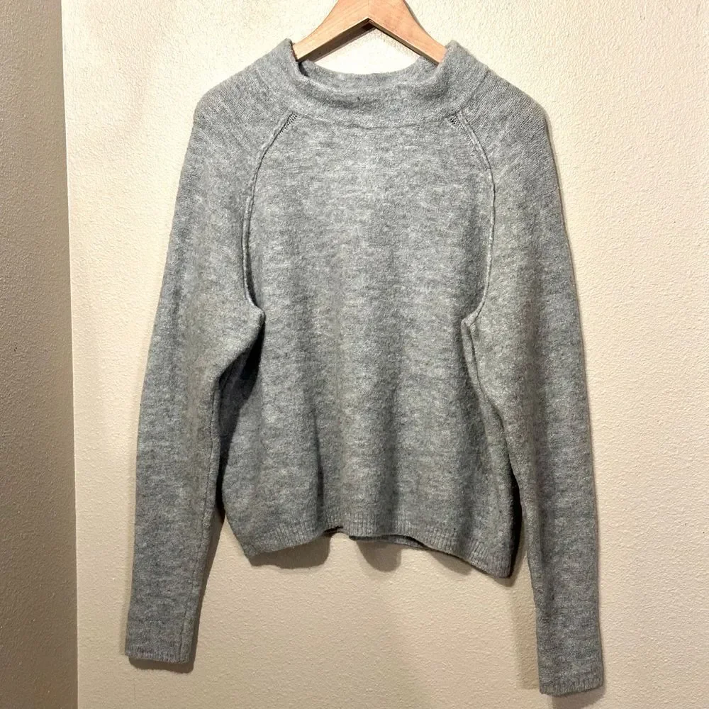 Free People Women's Bubble Crewneck Thick Pullover Sweater Gray Boxy Size XS‎